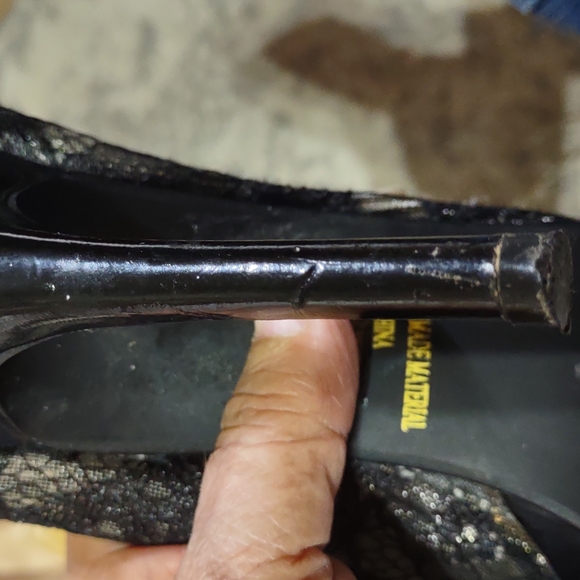 (Sh698) Deb,Black Lace Heels, 7.5,Open Toe - Picture 12 of 13